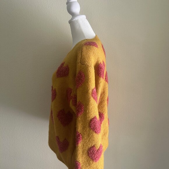 &Merci Sweater Crewneck Pink Puff Hearts Boxy Oversized SZS - Picture 11 of 11